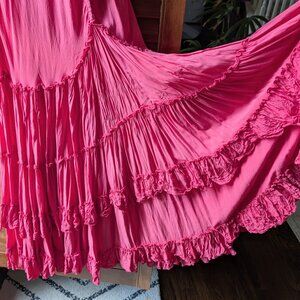 Free People Tracks of My Tiers Maxi Dress Pink Strawberry - Size M